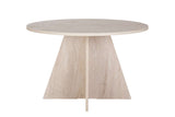 Table à manger ronde Mary en mélamine décor travertin – 125 cm