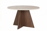 Table à manger ronde Mary en mélamine décor noyer – 125 cm