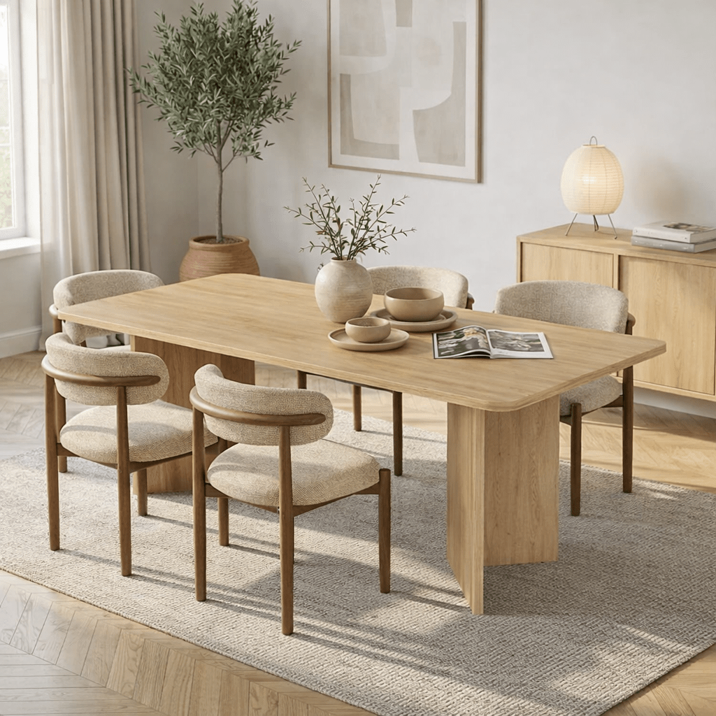 Table à manger chêne en mélamine rectangulaire 180x89,5x75 cm - Linova