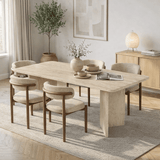 Table à manger travertin en mélamine rectangulaire 180x89,5x75 cm - Linova