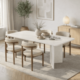 Table à manger blanche en mélamine rectangulaire 180x89,5x75 cm - Linova