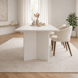 Table à manger blanche en mélamine rectangulaire 180x89,5x75 cm - Linova