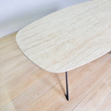 Table à manger Vesta Danois Ovale Céramique Aspect Travertin 180 cm 