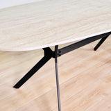Table à manger Vesta Danois Ovale Céramique Aspect Travertin 180 cm 
