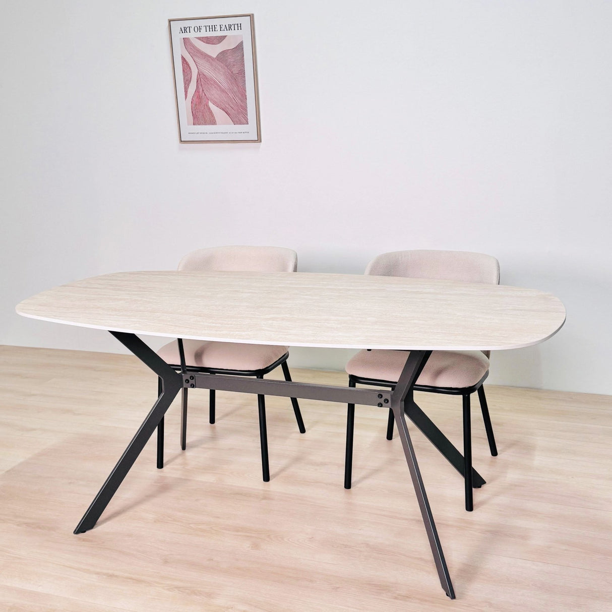 Table à manger Vesta Danois Ovale Céramique Aspect Travertin 180 cm 
