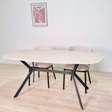 Table à manger Vesta Danois Ovale Céramique Aspect Travertin 180 cm 