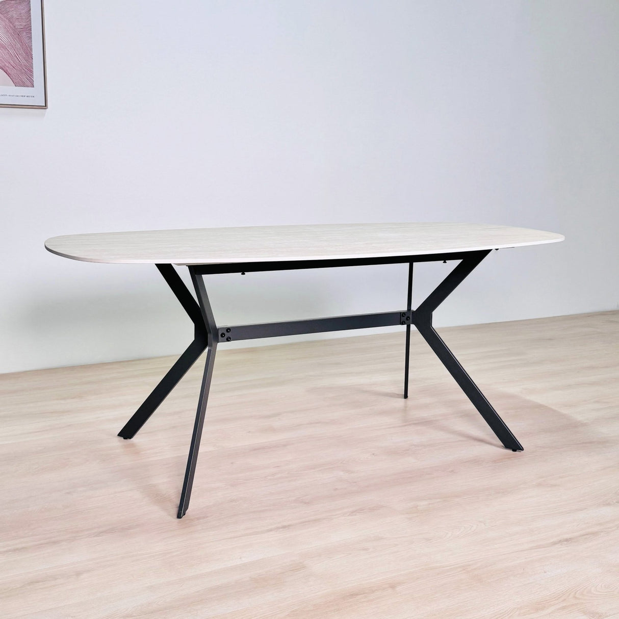 Table à manger Vesta Danois Ovale Céramique Aspect Travertin 180 cm 