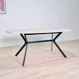 Table à manger Vesta Danois Ovale Céramique Aspect Travertin 180 cm 