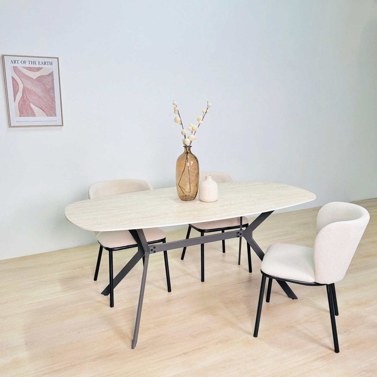 Table à manger Vesta Danois Ovale Céramique Aspect Travertin 180 cm 