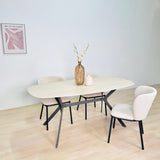 Table à manger Vesta Danois Ovale Céramique Aspect Travertin 180 cm 