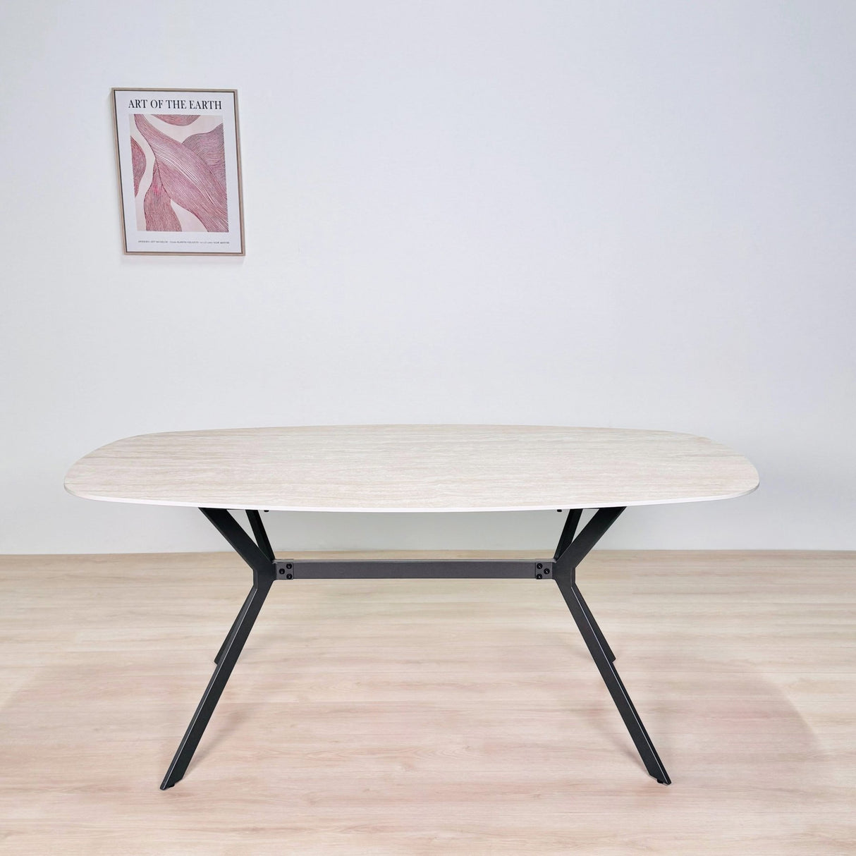 Table à manger Vesta Danois Ovale Céramique Aspect Travertin 180 cm 