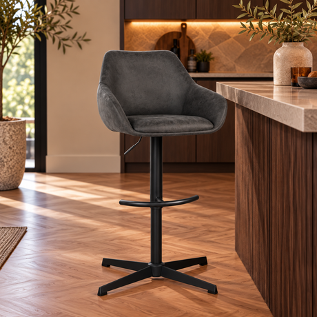 Venom Tabouret de bar Anthracite Eco-cuir - Tabouret de bar pivotant réglable avec accoudoirs 