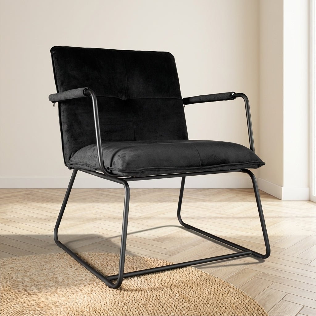 Fauteuil Hailey velvet zwart sfeerfoto in modern interieur