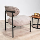 Fauteuil scandinave rond tissu mélangé beige Nova