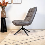 Fauteuil pivotant Yuki Anthracite en cuir écologique pivotant à 360° 