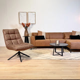 Fauteuil pivotant Yuki Cognac en cuir écologique pivotant à 360° 