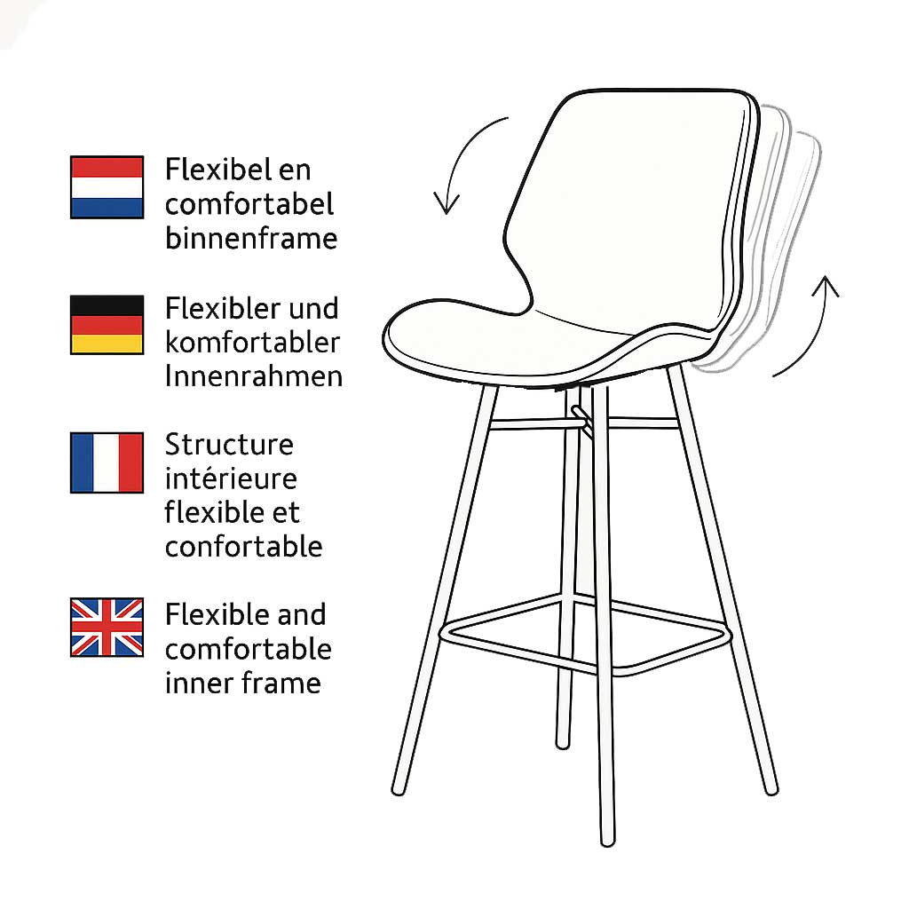 Tabouret de bar Beau 67cm hauteur d'assise chenille beige