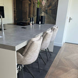 Ensemble de 2 Tabourets de Bar Elite Tissu Chenille Sable Rich Rotatif 