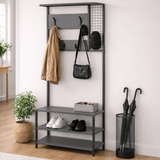 Meuble de rangement Porte-manteau Anthracite Mélamine Novad - Avec étagères 