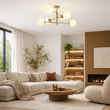 Suspension 6 lumières Or Métal Lustre 