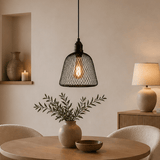 Hanglamp zwart Metaal – Gaas structuur - 23 cm - 1-lichts – Hudson