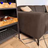 Canapé d'angle Barin anthracite robuste éco-cuir - à droite 