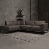 Canapé d'angle Barin anthracite robuste en cuir écologique à gauche 