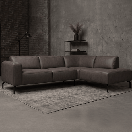Canapé d'angle barin taupe microfibre à droite