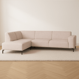 Canapé d'angle manon avec chaise longue gauche chenille beige