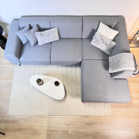 Canapé d'angle Moby Droit Gris Clair - 2,5 places + Chaise Longue 
