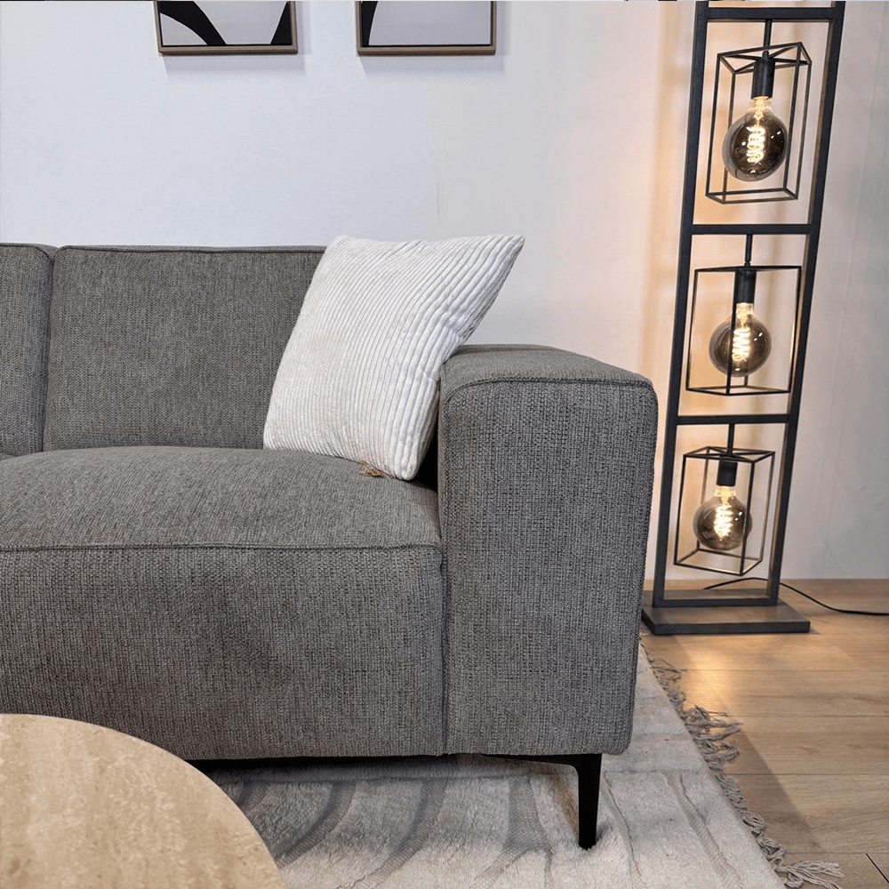 Canapé d'angle Ravi – Chenille Mêlée Taupe – Droit 