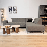 Canapé d'angle Ravi – Chenille Mêlée Taupe – Droit 