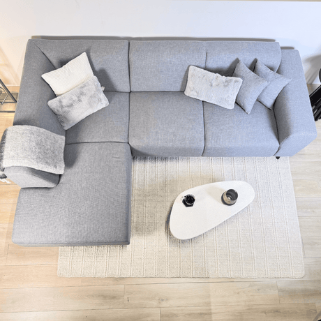 Canapé d'angle Moby gauche gris clair - Chaise longue + 2,5 places 