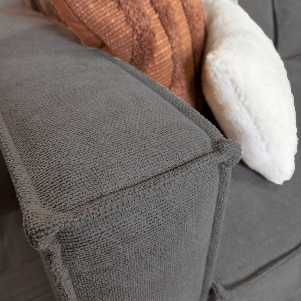 3-coussins déhoussables épais et déliés en chenille anthracite Yara 