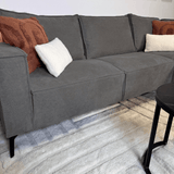 Canapé d'angle avec chaise longue en chenille anthracite Yara - droit 
