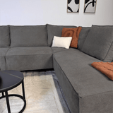 Canapé d'angle avec chaise longue en chenille anthracite Yara - droit 