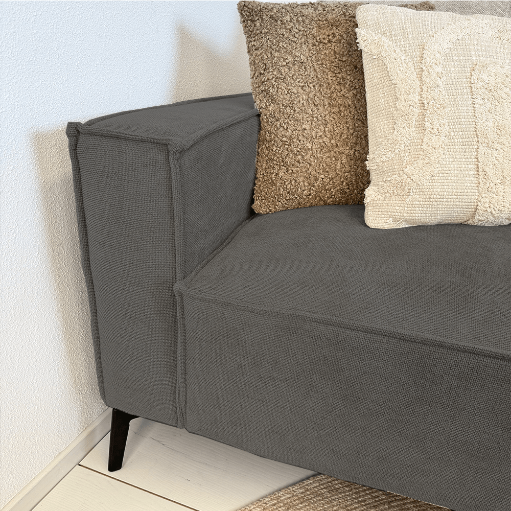 3-coussins déhoussables épais et déliés en chenille anthracite Yara 