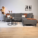 Canapé d'angle avec chaise longue en chenille anthracite Yara - droit 