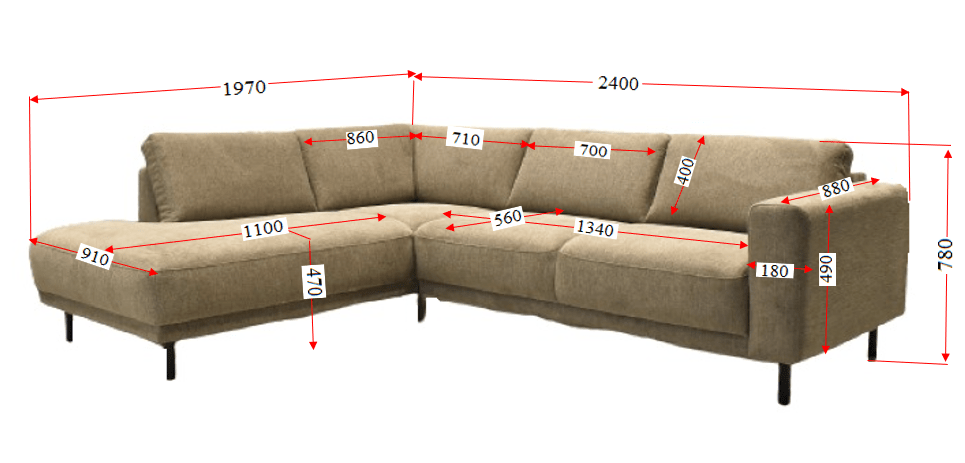 Moderne 3-zits Hoekbank Rechts Taupe Stof Aniko met Lounger 240x197x78 cm