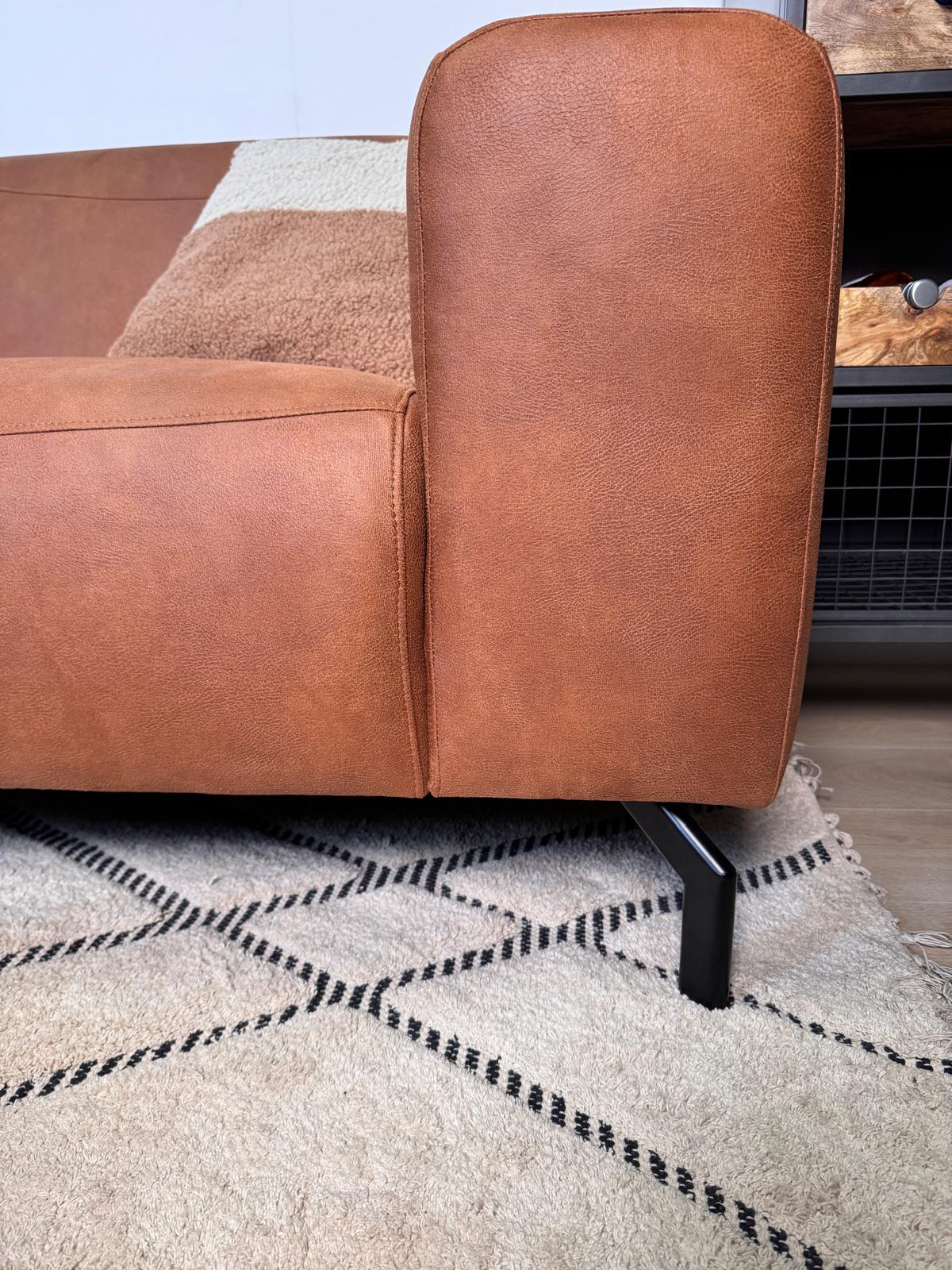 Canapé d'angle Barin cognac robuste en cuir écologique à droite 