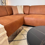 Canapé d'angle Barin cognac robuste en cuir écologique à droite 