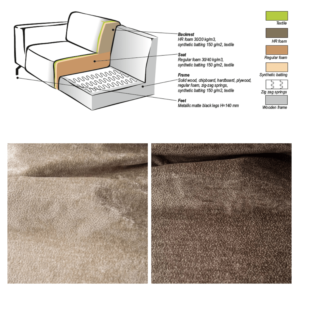 Canapé d'angle chloé beige à gauche