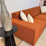 Canapé d'angle Maël en tissu bouclé couleur terracotta - droit 