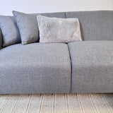 Canapé d'angle Moby Bleu gris avec salon compact et tissu recyclé - Gauche 