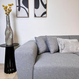 Canapé d'angle Moby Bleu gris avec salon compact et tissu recyclé - Gauche 