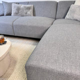Canapé d'angle Moby Bleu gris avec salon compact et tissu recyclé - Gauche 