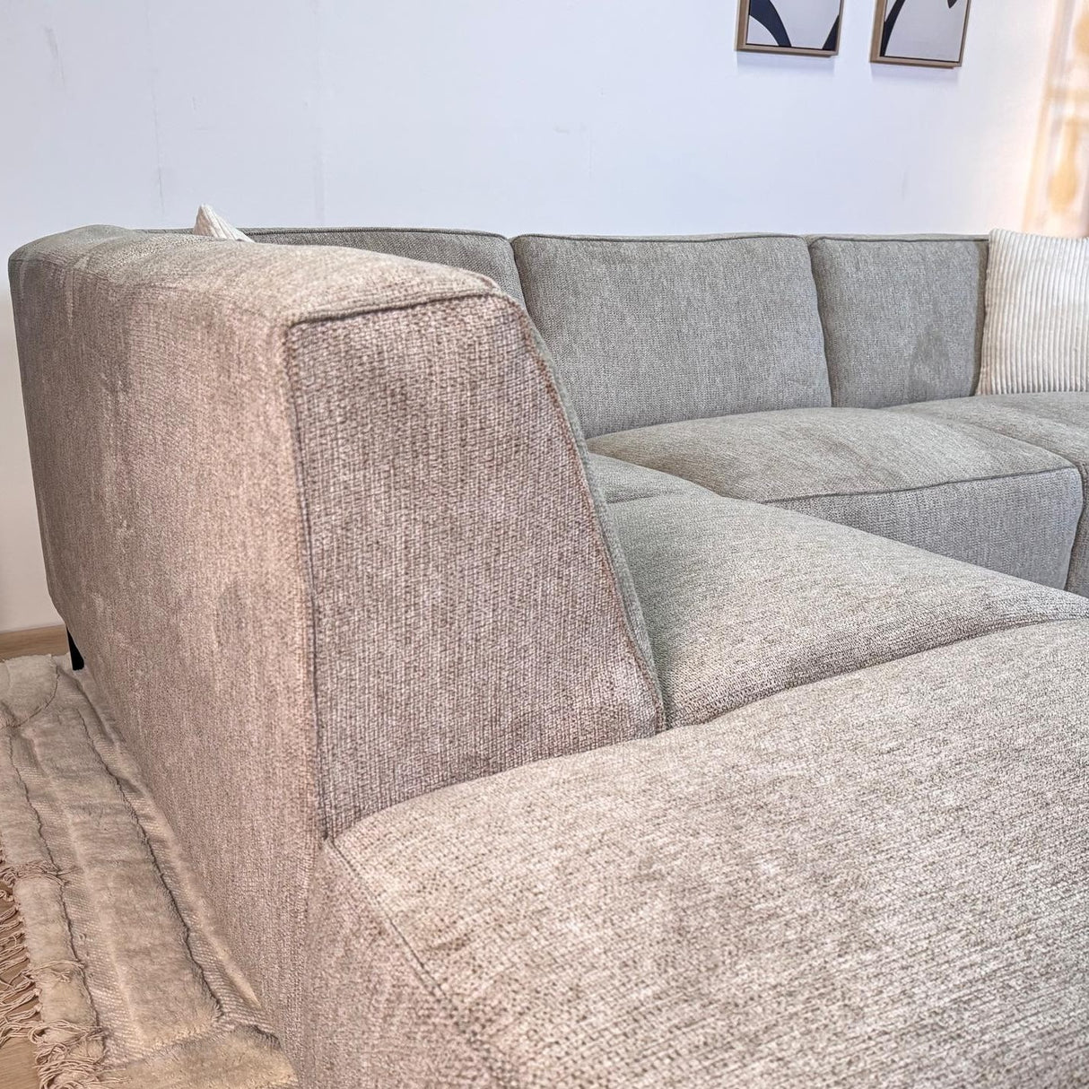 Canapé d'angle Ravi – Chenille Mêlée Gris – Gauche 