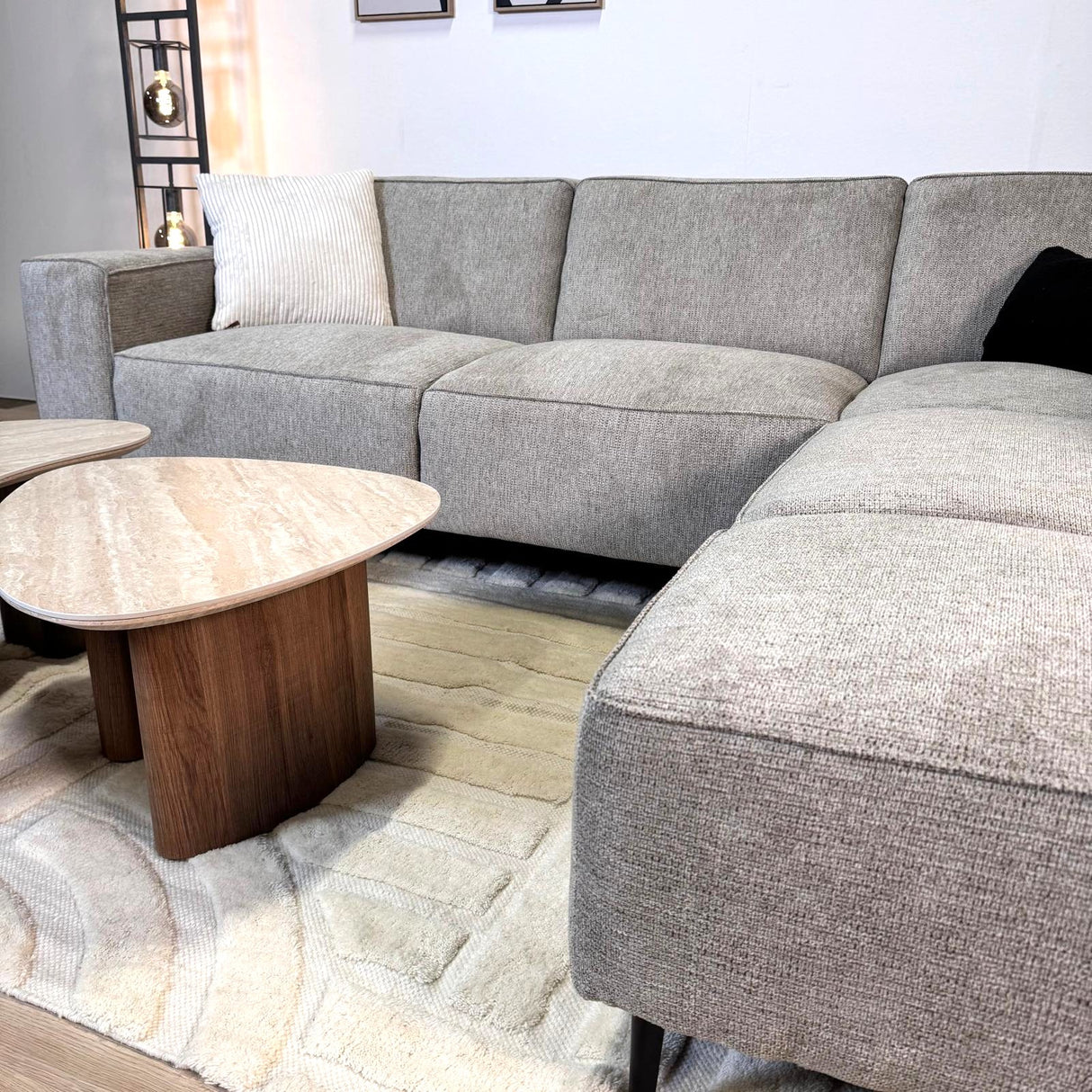 Canapé d'angle Ravi – Chenille Mêlée Gris – Gauche 