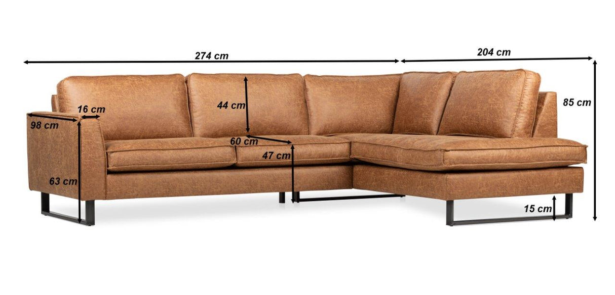 Sofa d'angle Tulin Cognac Microfibre à gauche
