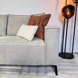 Canapé d'angle avec chaise longue beige en chenille Yara - gauche 